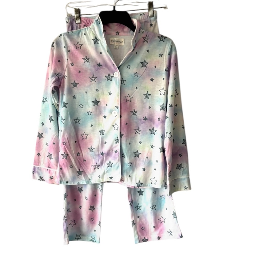 NWOT P.J. Salvage Kids Pink Blue Yellow Star Light Star Bright Pajamas SZ 10